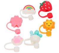 RUNROTOO Silicone Covers 6 Pcs with Splashing Proof and Airtight Seal Features, Lovely Strawberry and Cloud Shapes, for Outdoor Activity