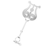 RUNROTOO Silver Piccolo Lyre Music Stand with Secure Clamp and Folding Mechanism, Designed for Portable Practice and Live Performances