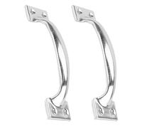 RUNROTOO Silver Stainless Steel Gate Handles 2pcs with Comfortable Grip and Easy Installation Retro Style Door Pull Handles for Wooden Gates and Wardrobe Doors