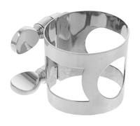 RUNROTOO Silver Tone Metal Tenor Saxophone Ligature Adjustable Double Screw for Easy Installation and Enhanced Sound Quality, Compatible Clarinet, for Jazz and Marching Band Performances