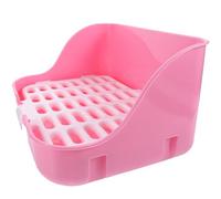 RUNROTOO Small Pink Plastic Rabbit Potty Trainer with Detachable Grid Litter Box for Guinea Pigs and Indoor Small Animals