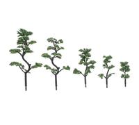 RUNROTOO Spruce Miniature Trees 5Pcs for Model Railroad and Train Scenery with Mixed Size Decorations for DIY Architecture and Dollhouse Projects