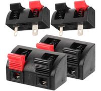 RUNROTOO Stereo Wire Connectors with 2-pin Spring-loaded Push-release Design 4pcs Speaker Terminal Clips Plastic and Metal Material for Stable Wire Connections, Easy to Install in DIY