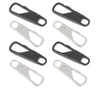 RUNROTOO Sturdy Alloy Zipper Pull Tabs Sturdy Zipper Heads 8pcs Silver Finish Replacement for Backpacks and Pencil Bags for DIY Clothing Projects and Large Size Storage Bags