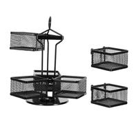 RUNROTOO Tea Bag Storage Organizer Teabag Organizer 6 Compartments 360 Degree Rotating Detachable Iron Tea Storage Chest Black Coffee Corner