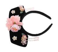 RUNROTOO Traditional Chinese Headband Qing Headband Comfortable Polyester Material Unique Palace Retro Design Elegant Princess Style Versatile Use for Parties and Photo Shoots