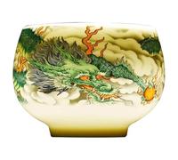 RUNROTOO Traditional Hand Painted Ceramic Tea Cup Multi-use with Delicate Dragon Patterns and Suitable for Tea Ceremony for Home and Office