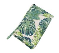RUNROTOO Travel Toiletry Bag Canvas Makeup Pouch with Tropical Monstera Design, Green Color, Ideal for Travel and Bathroom Organization