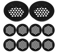 RUNROTOO Vent Cover 3 Inch Round Soffit Vents 10 Pcs Black Stainless Steel Grille for Worktop and Wardrobe Breathable Airflow