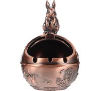 RUNROTOO Vintage Rabbit Shaped Ashtray with Lid, Windproof Zinc Alloy Desktop Ash Bucket, Lightweight Decorative Ashtray for Home and Office