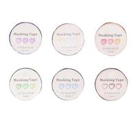RUNROTOO Washi Tape Set Easy to Take for Packaging and Backpacks Heart Shape 6 Rolls 100pcs Per Roll Lightweight Paper Decorative Masking Tapes Random Color