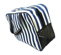 RUNROTOO Waterproof Toiletry Bag Stylish Blue White Stripe Oxford Cloth with Large Capacity and Foldable Portable Design Bath Organizer for Fitness and Home Bathroom Use