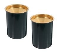 RUNROTOO Windproof Stainless Steel Car Ashtray 2Pcs with Lid Portable Tray for Office and Vehicle Use