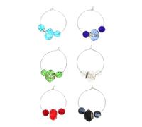 RUNROTOO Wine Glass Charms and Wine Glass Supplies 6 Pcs Beads Shape Identification Tags Multi-needs Sturdy Metal with Simple and Distinctive Design Random Color for Party and Bars