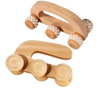 RUNROTOO Wooden Foot Rollers and Comfortable Grip 2pcs with Ergonomic Design Fatigue, Compact Wooden Massage Tools for Waist and Neck, for Home Use