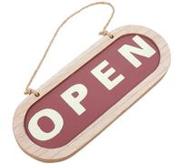 RUNROTOO Wooden Open Close Sign Double-Sided Hanging Sign Rectangular Light Brown Wood Business for Coffee Shop, Party Supplies, and Public Spaces