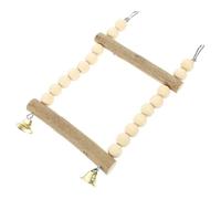 RUNROTOO Wooden Parrot Swing Stand for Bird Cage Interior, Easy to Install Chewing Perch for Parrots and Peony Birds, Beige Double Rod Design Suitable for Decorating Many Places