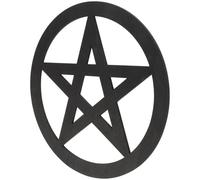 RUNROTOO Wooden Pentacle Wall Sculpture for Altar Rituals, Black Retro Style Pentagram Decor, for Practicing Yoga and Family Sacrifices, Purifying Mind and Enhancing Household Ambience
