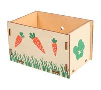 RUNROTOO Wooden Rabbit Feeder for Small Pets and Guinea Pigs with Chew Resistant Multi-functional Design, Khaki Cage Food Bowl Suitable for Hamsters and Bunny Feeding