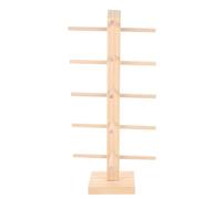 RUNROTOO Wooden Sunglasses Display Rack for Eyeglasses and Reading Glasses, Pine Material Beige Finish, Easy to Install 5-position Sunglasses Holder Suitable for Craft Shows and Retail
