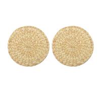 RUNROTOO Woven Heat Resistant Table Mats 2Pcs, 25Cm Diameter Natural Fibre Insulated Placemats for Dining and Worktop Protection