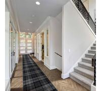 runrug Black Tartan Long Hallway Carpet Runner | Size: 60 cm x 330 cm runrug Black 60 cm x 330 cm