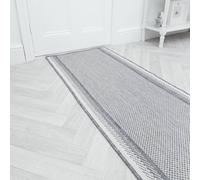 runrug Carpet Runner Rug - Indoor/Outdoor, Reversible, 2mm - 'Geo' in Grey | Size: 60 cm x 210 cm runrug Grey 60 cm x 210 cm