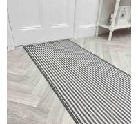 runrug Carpet Runner Rug - Indoor/Outdoor, Reversible, 2mm - 'Pinstripe' in Grey | Size: 60 cm x 390 cm runrug Grey 60 cm x 390 cm