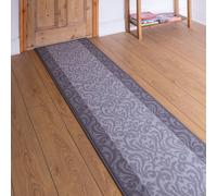 runrug Hallway Carpet Runner Rug - Soft & Comfy, 9mm - 'Baroque' in Light Grey | Size: 70 cm x 240 cm runrug Light Grey 70 cm x 240 cm