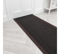 runrug Hallway Runner Rug - Non Slip - Hall Carpet Runner, Kitchen Rug Runner - Stain Resistant Dirt Stopper - Ideal for High Foot-Traffic Areas - 66cm Wide x 240cm Long - Aztec, Dark Brown
