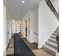 runrug Hallway Runner Rug - Non Slip - Hall Carpet Runner, Kitchen Rug Runner - Stain Resistant Dirt Stopper - Ideal for High Foot-Traffic Areas - 66cm Wide x 270cm Long - Inca, Black