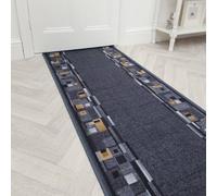 runrug Hallway Runner Rug - Non-Slip, Hardwearing, 5.4mm - 'Bombay' in Grey | Size: 100 cm x 300 cm runrug Grey 100 cm x 300 cm
