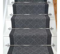 runrug Hardwearing Stair Runner Rug - Non-Slip Carpet for Stairs - Durable, Stain-Resistant & Dirt-Resistant - Multiple Sizes - 690cm x 80cm - 5mm Thick - Boulevard, Black