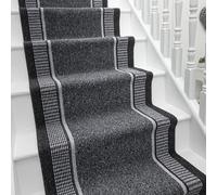 runrug Hardwearing Stair Runner Rug - Non-Slip Carpet for Stairs - Multiple Sizes - Loop Pile, Gel/Latex Backing, Stain-Resistant & Durable - 66cm x 690cm - 5.4mm Thick - Promenade, Grey
