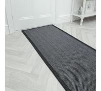 runrug Indoor/Outdoor Hallway Runner Rug - Reversible Flatweave Carpet for Hall & Kitchen - Multiple Sizes - Stain-Resistant, Durable & Pet-Friendly - 180cm x 60cm - 5mm Thick - Illusion, Midnight