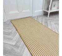 runrug Indoor/Outdoor Hallway Runner Rug - Reversible Flatweave Carpet for Hall & Kitchen - Stain-Resistant, Durable & Pet-Friendly - Multiple Sizes - 150cm x 60cm - 2mm Thick - Pinstripe, Ochre
