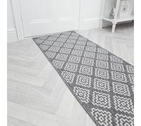 runrug Indoor/Outdoor Hallway Runner Rug - Waterproof Reversible Carpet for Hall, Patios & Garden - Stain-Resistant, Durable & Pet-Friendly - 390cm x 60cm - 2mm Thick - Olmec, Grey