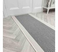 runrug Indoor/Outdoor Hallway Runner Rug - Waterproof Reversible Carpet for Hall, Patios & Garden - Stain-Resistant, Durable & Pet-Friendly - 330cm x 70cm - 5mm Thick - Vichy, Black