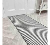 runrug Indoor/Outdoor Hallway Runner Rug - Waterproof Reversible Carpet for Hall, Patios & Garden - Stain-Resistant, Durable & Pet-Friendly - 150cm x 60cm - 2mm Thick - Pinstripe, Grey