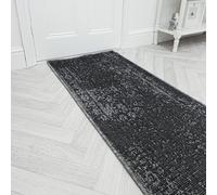 runrug Indoor/Outdoor Hallway Runner Rug - Waterproof Reversible Carpet for Hall, Patios & Garden - Stain-Resistant, Durable & Pet-Friendly - 210cm x 60cm - 2mm Thick - Tapestry, Black