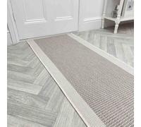 runrug Indoor/Outdoor Hallway Runner Rug - Waterproof Reversible Carpet for Hall, Patios & Garden - Stain-Resistant, Durable & Pet-Friendly - 330cm x 70cm - 5mm Thick - Vichy, Beige