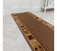 runrug Loop Pile Hallway Runner Rug - Tight-Knit Hardwearing Carpet for Hall, Kitchen & Landing - Multiple Sizes - Stain-Resistant - 80cm x 240cm - 5.4mm Thick - Jena, Brown