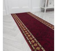 runrug Loop Pile Hallway Runner Rug - Tight-Knit Hardwearing Carpet for Hall, Kitchen & Landing - Multiple Sizes - Stain-Resistant - 420cm x 80cm - 5.4mm Thick - Cheops, Red
