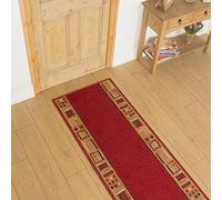 runrug Loop Pile Hallway Runner Rug - Tight-Knit Hardwearing Carpet for Hall, Kitchen & Landing - Multiple Sizes - Stain-Resistant - 100cm x 420cm - 5.4mm Thick - Jena, Red