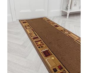 runrug Loop Pile Hallway Runner Rug - Tight-Knit Hardwearing Carpet for Hall, Kitchen & Landing - Multiple Sizes - Stain-Resistant - 80cm x 240cm - 5.4mm Thick - Jena, Brown