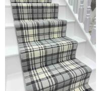 runrug Soft & Comfortable Stair Runner - Smooth & Durable Carpet for Stairs - Multiple Sizes - Stain-Resistant, Anti-Static, Fade-Resistant - 80cm x 570cm - 9mm Thick - Tartan, Grey