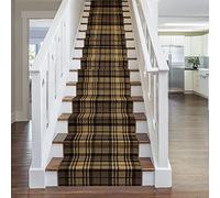 runrug Soft & Comfortable Stair Runner - Smooth & Durable Carpet for Stairs - Multiple Sizes - Stain-Resistant, Anti-Static, Fade-Resistant - 70cm x 600cm - 9mm Thick - Tartan, Brown