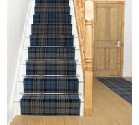 runrug Soft & Comfortable Stair Runner - Smooth & Durable Carpet for Stairs - Multiple Sizes - Stain-Resistant, Anti-Static, Fade-Resistant - 100cm x 450cm - 9mm Thick - Tartan, Blue
