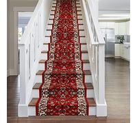 runrug Soft & Comfortable Stair Runner - Smooth & Durable Carpet for Stairs - Stain-Resistant, Fade-Resistant - Multiple Sizes - 720cm x 80cm - 9mm Thick - Persian, Red