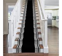 runrug Soft & Comfortable Stair Runner - Smooth & Durable Carpet for Stairs - Stain-Resistant, Fade-Resistant - Multiple Sizes - 80cm x 720cm - 9mm Thick - Key, Black